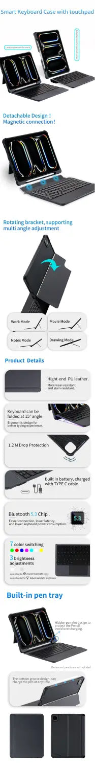iPad Pro 11’’ 2024 2025 Backlit Bluetooth keyboard