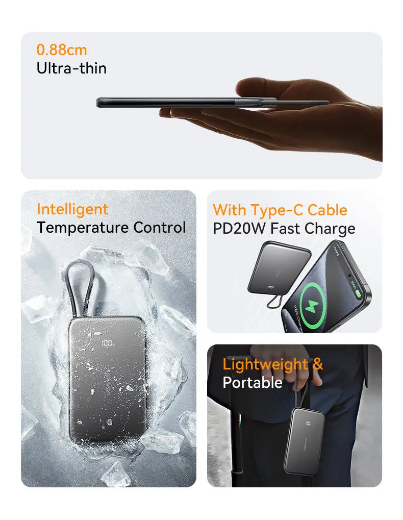 Ultra-Slim Power Bank 5000mAh – 20W Fast Charge