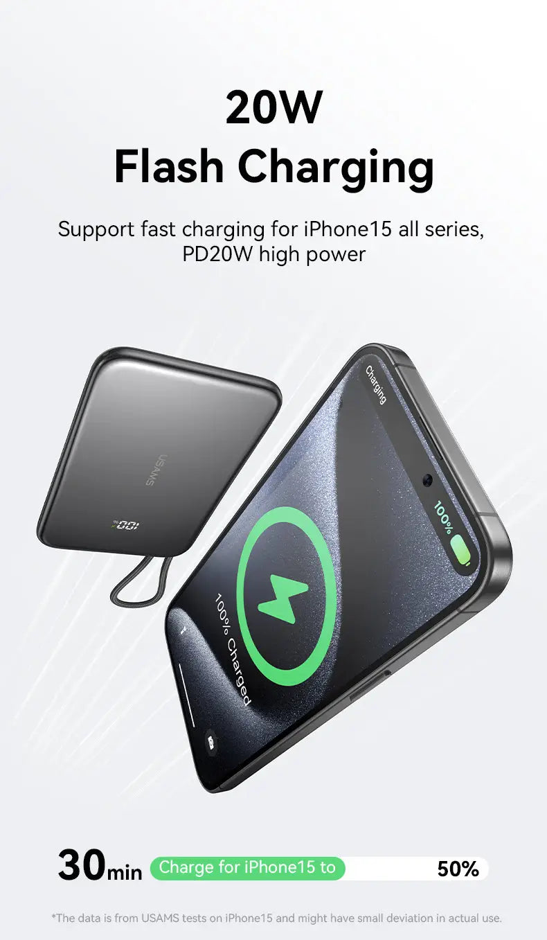Ultra-Slim Power Bank 5000mAh – 20W Fast Charge