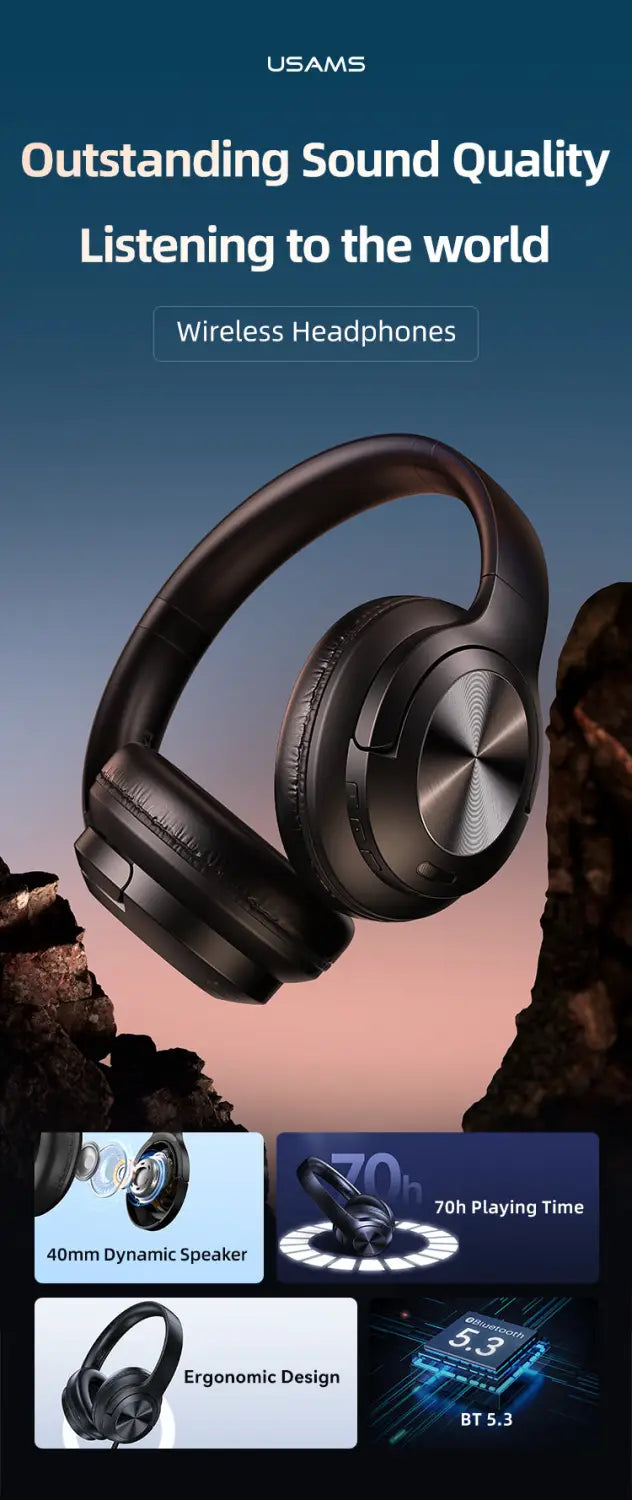 Bluetooth Wireless Over-Ear Headphones Foldable HiFi Stereo