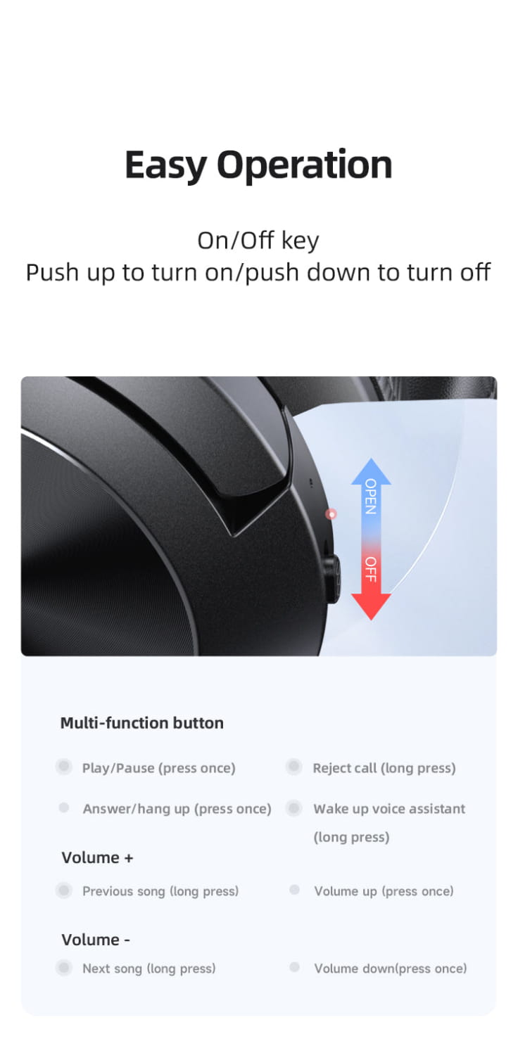 Bluetooth Wireless Over-Ear Headphones Foldable HiFi Stereo