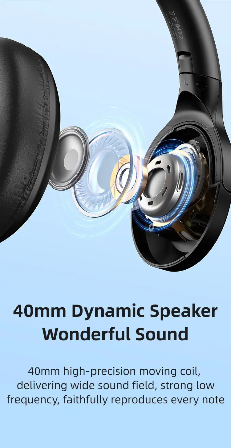 Bluetooth Wireless Over-Ear Headphones Foldable HiFi Stereo