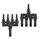 1 Pair MC4 4 to 1 T-Branch M/F Connectors for Solar Panel