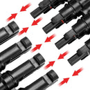 1 Pair MC4 4 to 1 T-Branch M/F Connectors for Solar Panel