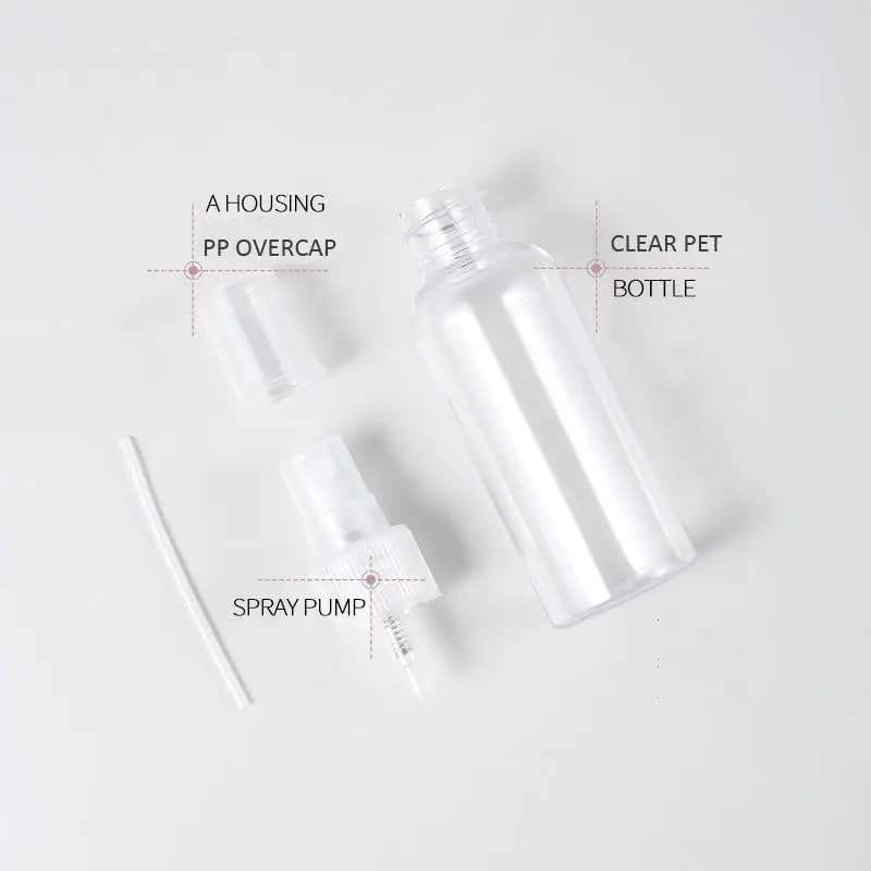 10 x 100 ml Clear Plastic Bottle with Fine Mist Spray