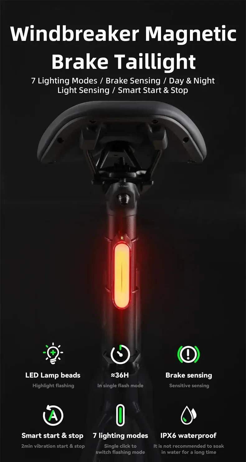 Magnetic Smart Bike Tail Light Rechargeable Rear Light