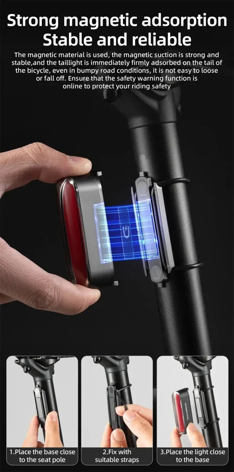 Magnetic Smart Bike Tail Light Rechargeable Rear Light