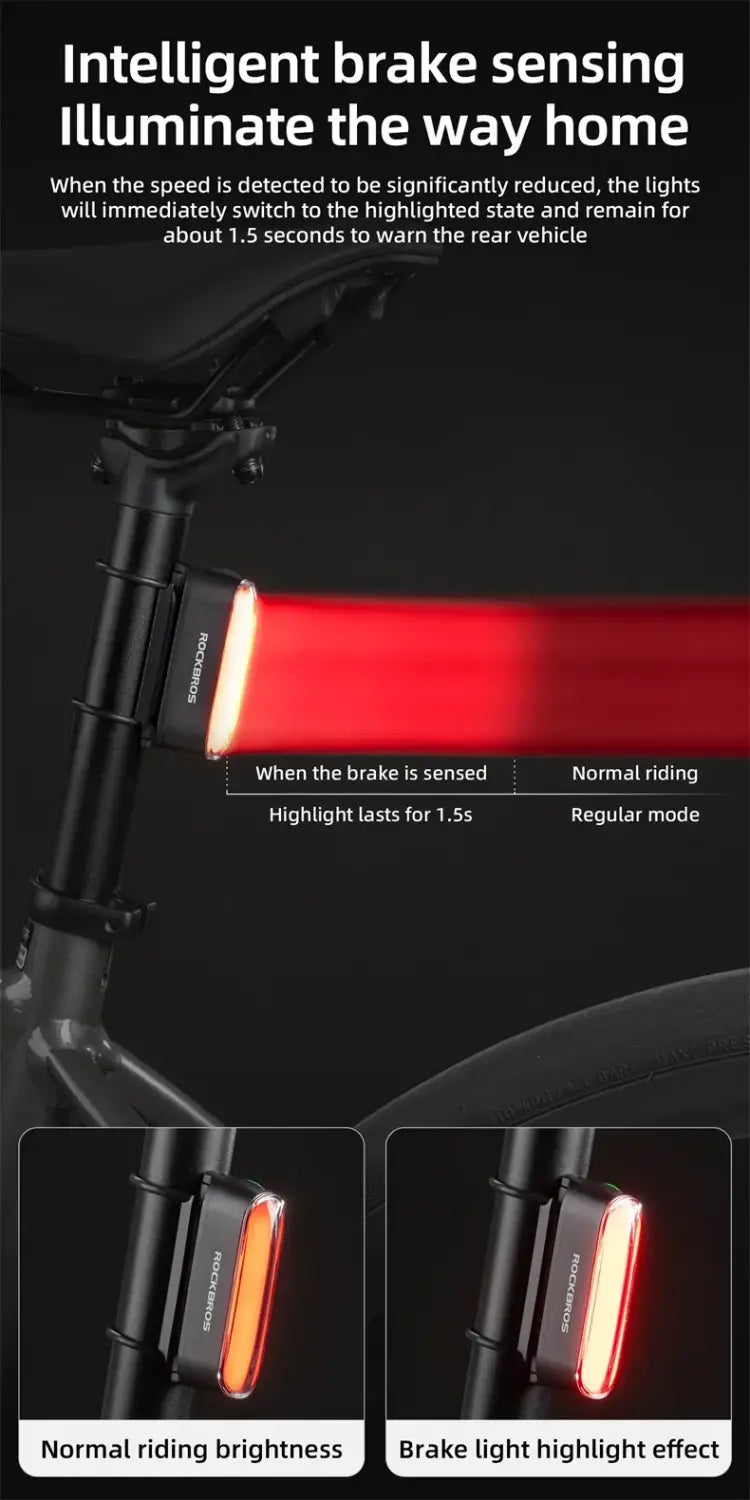 Magnetic Smart Bike Tail Light Rechargeable Rear Light