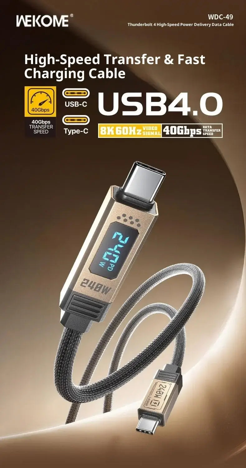 USB-C to USB-C 240W Digital Display Data Charging Cable 1.2m