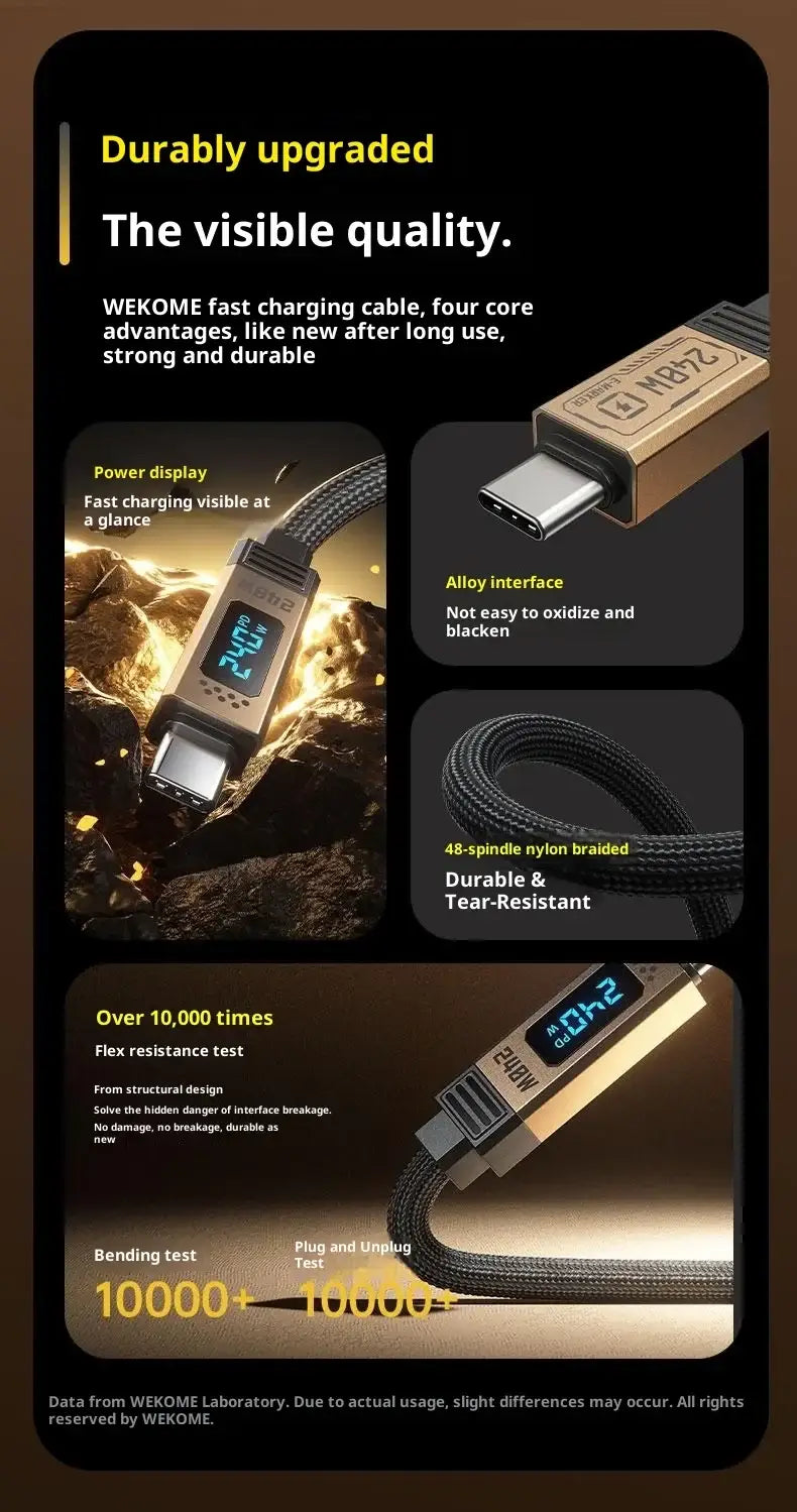 USB-C to USB-C 240W Digital Display Data Charging Cable 1.2m