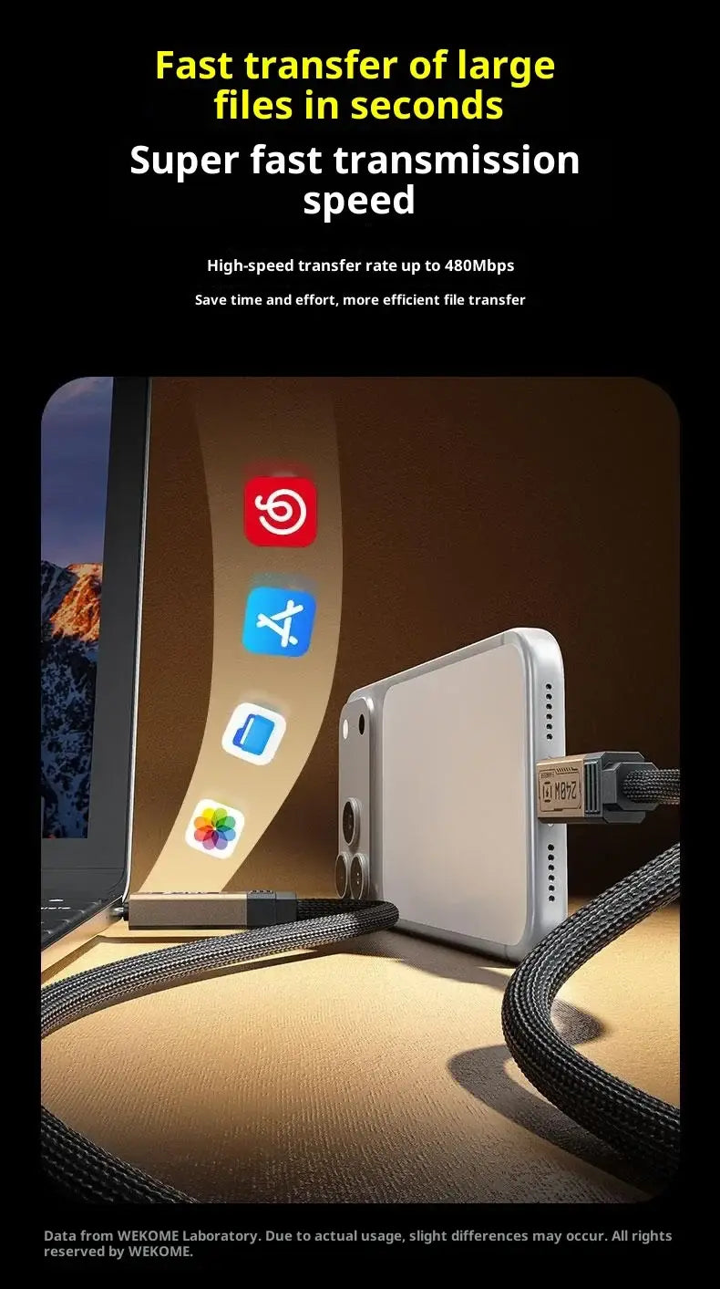 USB-C to USB-C 240W Digital Display Data Charging Cable 1.2m