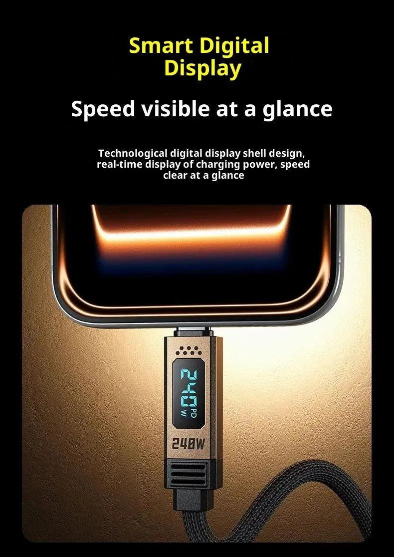 USB-C to USB-C 240W Digital Display Data Charging Cable 1.2m