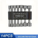 14Pcs 1/4 Inch Hex Shank Power Nut Driver Drill Bit Set