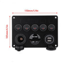 5-Gang Multi-Functional Rocker Switch Panel With Dual USB Charger
