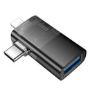 2 in 1 OTG Adaptor w/ Lightning & USB-C male to USB-A