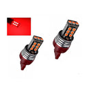 2 X T20 7443 15 RED LED DUAL FILAMENT CAR UTE BRAKE STOP