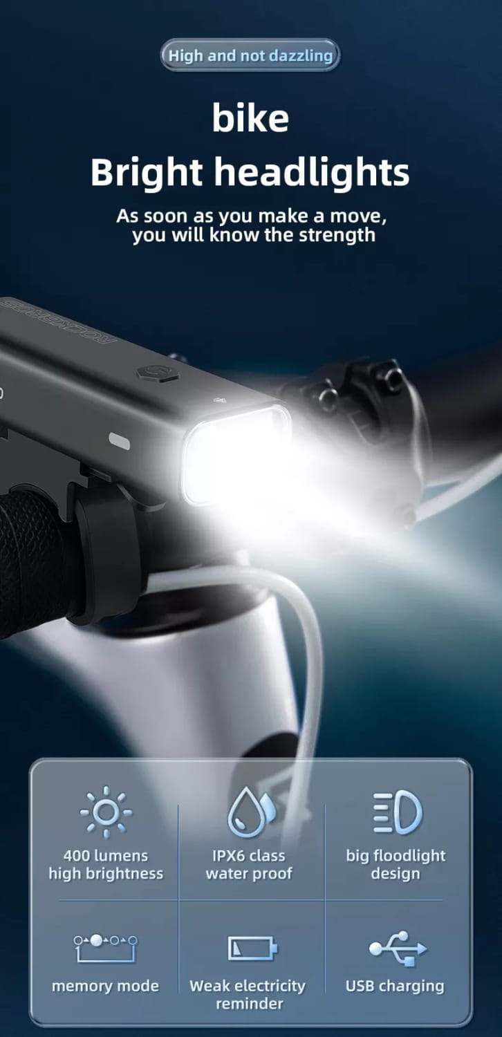 Bike Front Light Bicycle 400 Lumens Handlebar Lamp