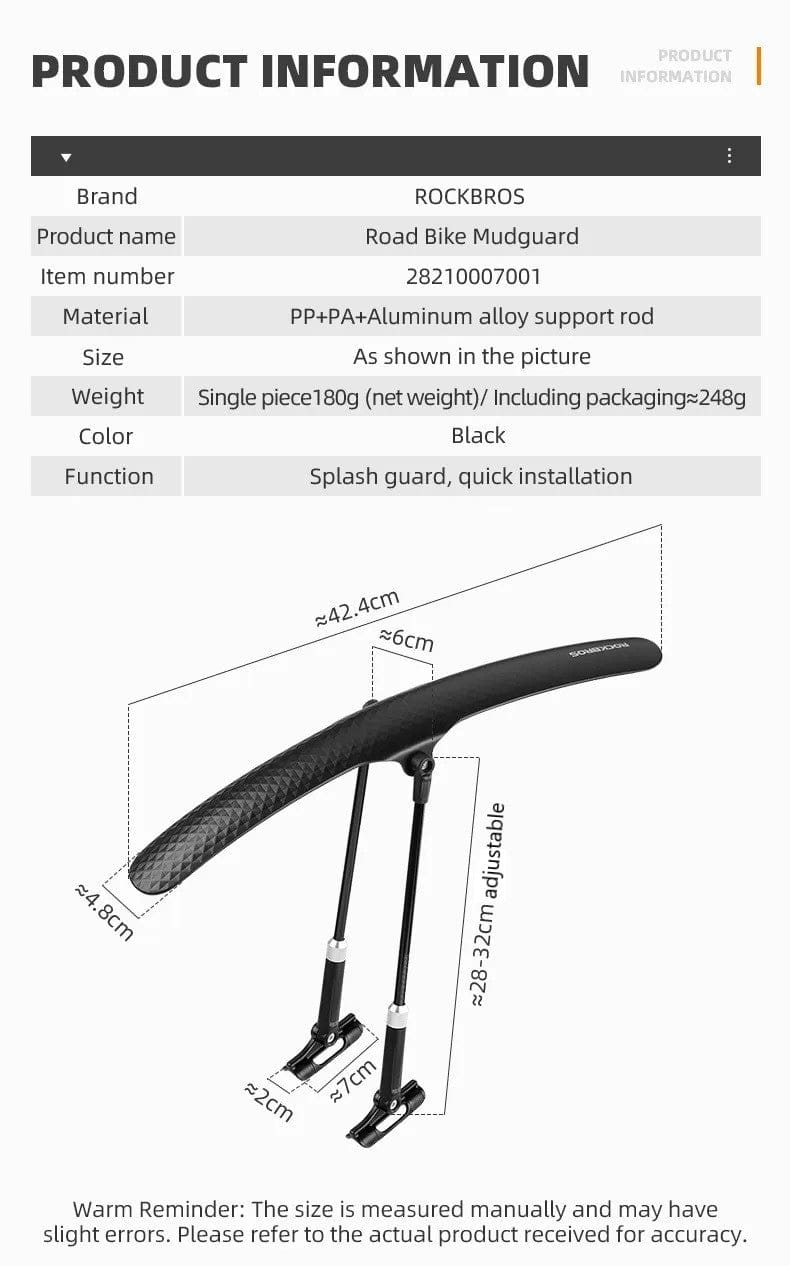 700C Road Bike Front Rear Mudguard Bicycle Fender Adjustable