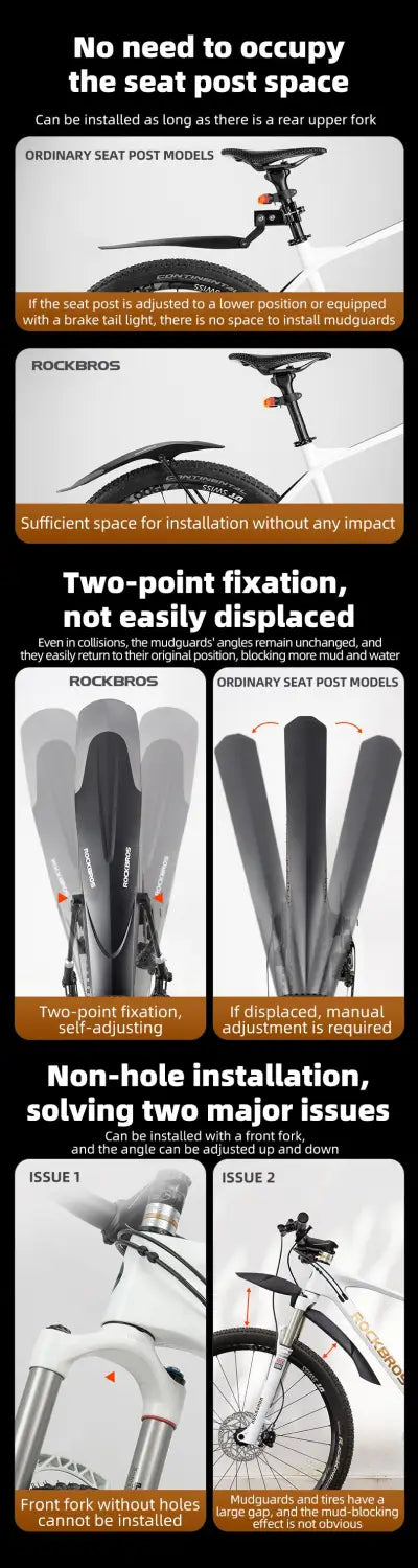 Bicycle Mudguard Front Rear Fender for Mountain Bike 26’’