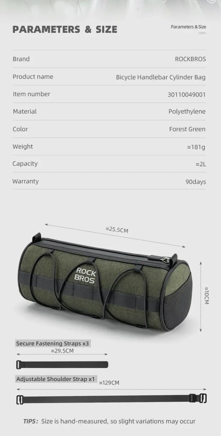Bicycle Front Handlebar Cylinder Bike Storage Bag 2L