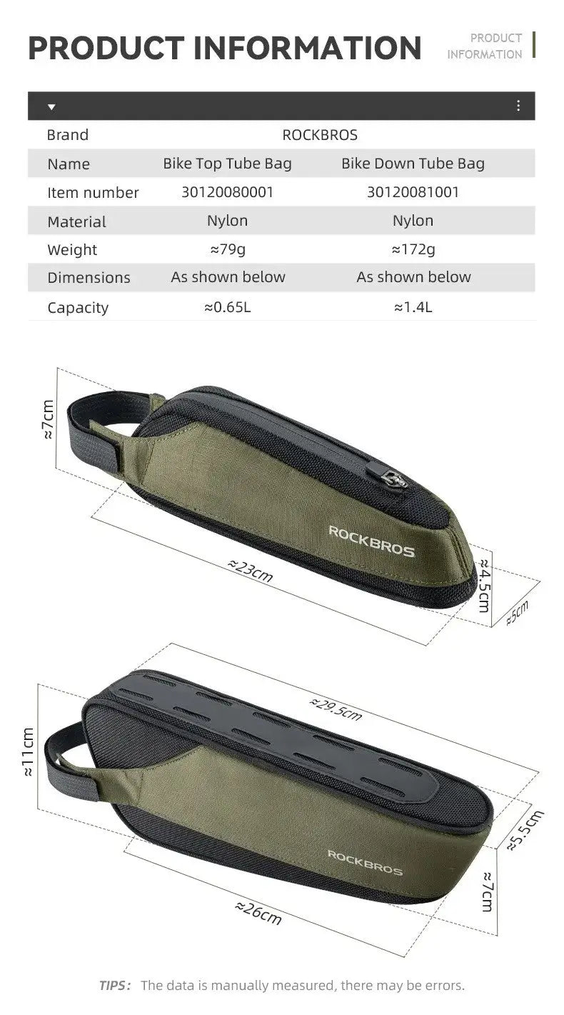 Ligtweight Bicycle Top / Under Tube Cycling Bike Frame Bag
