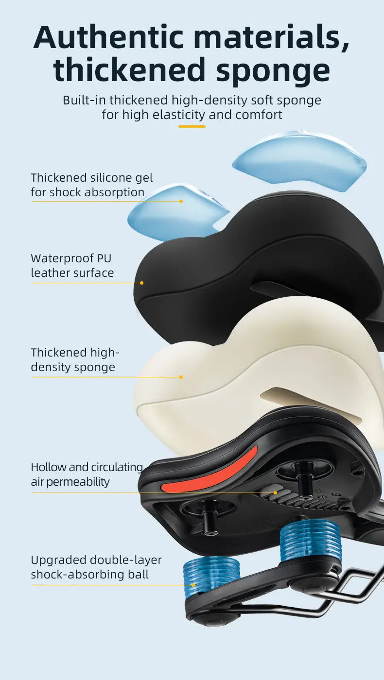 Bicycle Saddle Shockproof Cycling Bike Seat PU Leather