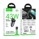 43W PD + QC Super Fast Car Charger w/ Mini Size C to C