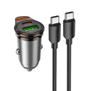 43W PD + QC Super Fast Car Charger w/ Mini Size C to C