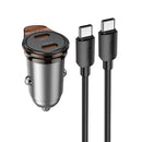 45W Dual USB C Super Fast Car Charger w/ Mini Size C to C