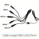 Barrel Jack 5 in 1 Power Cable - (Black) 1m