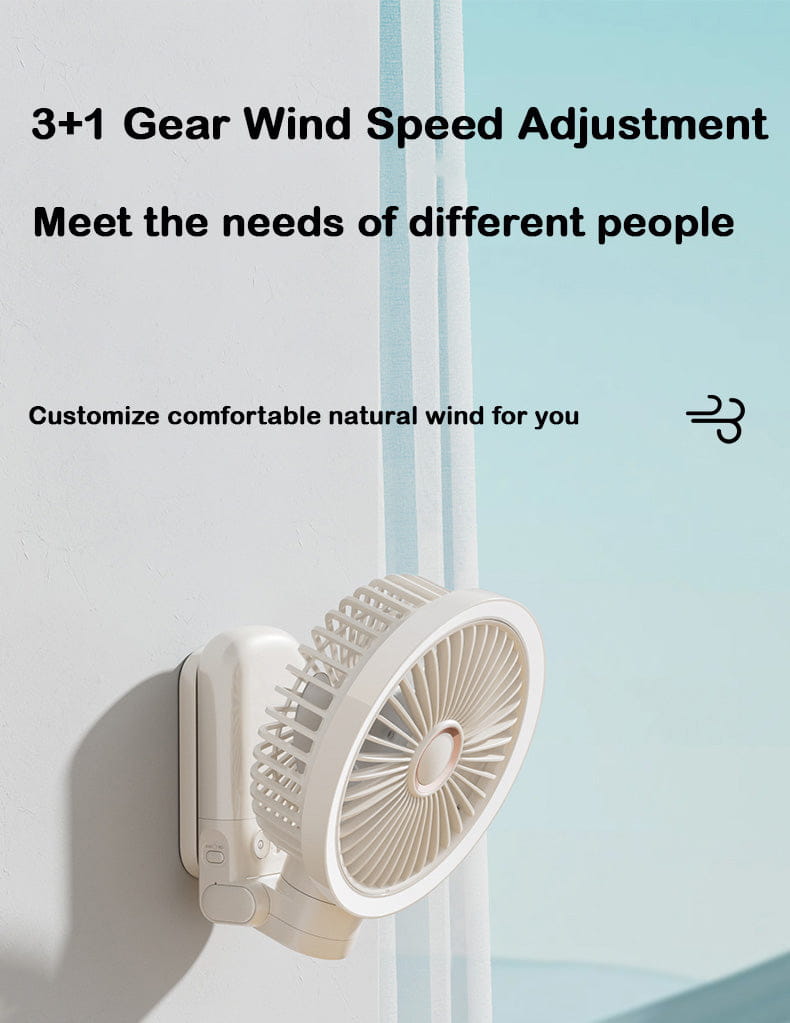 Portable Mini Desk Fan with LED Light Ring USB Rechargeable