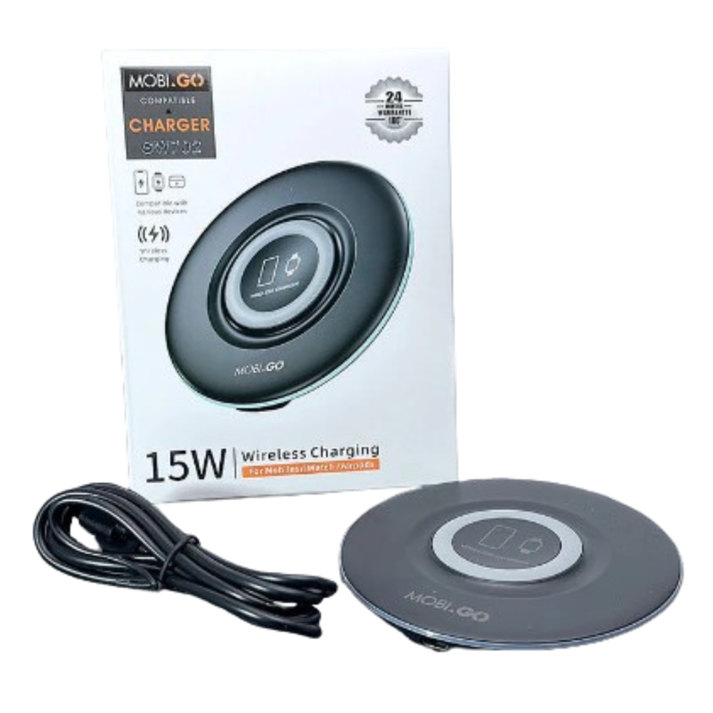 Mobigo 15W Wireless Charger (Designed for phones, smart watches & Airpods)