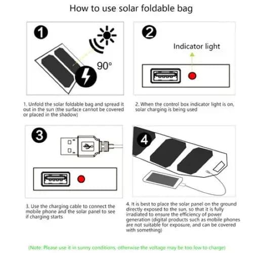 5W Foldable Solar Panel - 5V USB Output