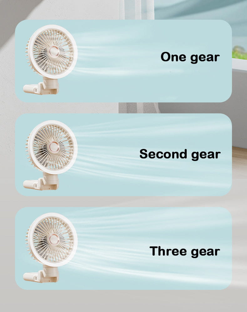 Portable Mini Desk Fan with LED Light Ring USB Rechargeable