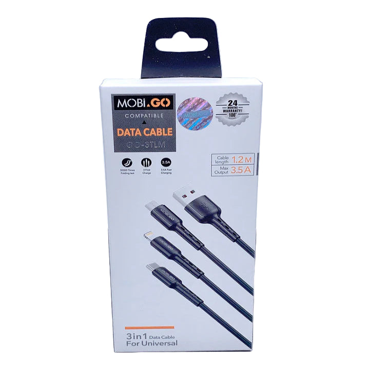 Mobigo 1.2m 3 In 1 Cable GO3TLM