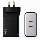 65W GaN Fast Wall Charger Dual USB-C PD 3.0 Power Adapter
