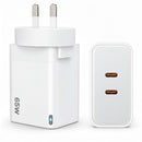 65W GaN Fast Wall Charger Dual USB-C PD 3.0 Power Adapter