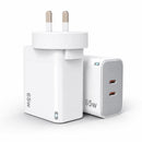 65W GaN Fast Wall Charger Dual USB-C PD 3.0 Power Adapter