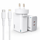 65W GaN Fast Wall Charger Dual USB-C PD 3.0 Power Adapter