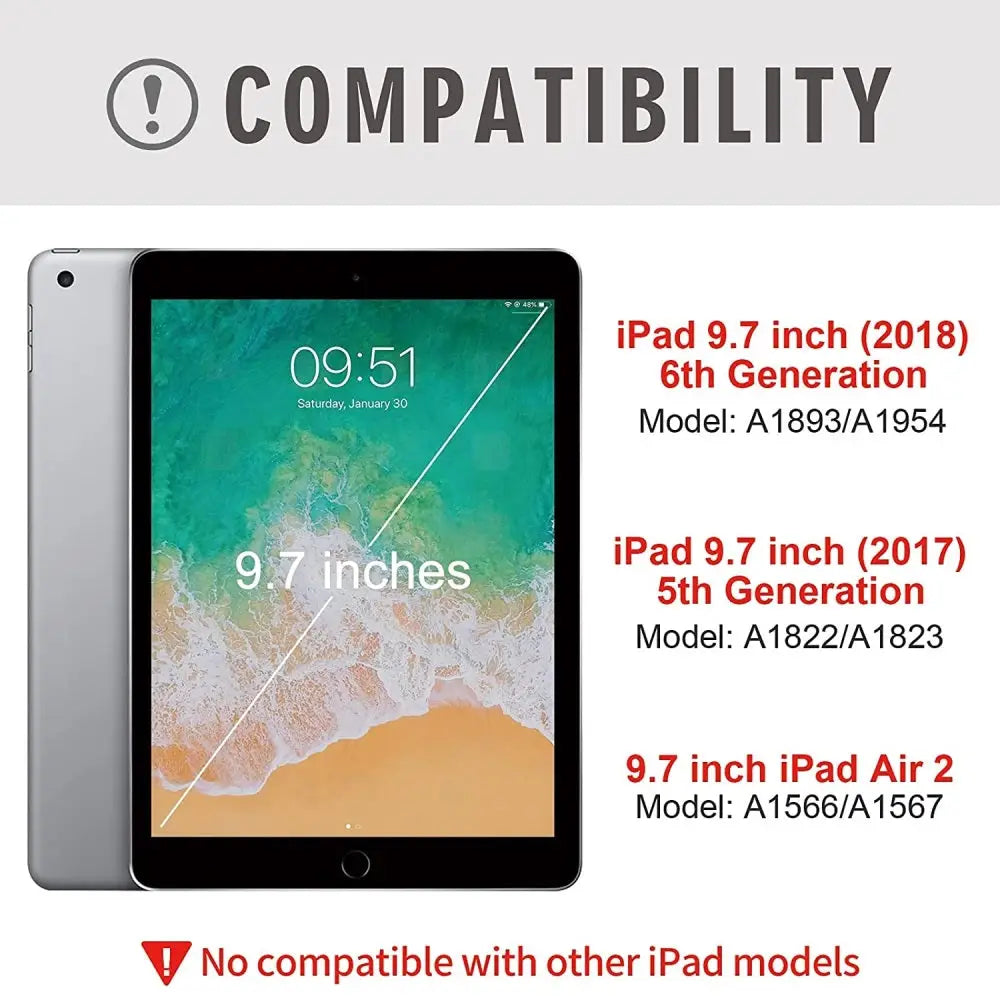 Bluetooth Keyboard Case for iPad Air 2/ 6th 2018 /5th 2017