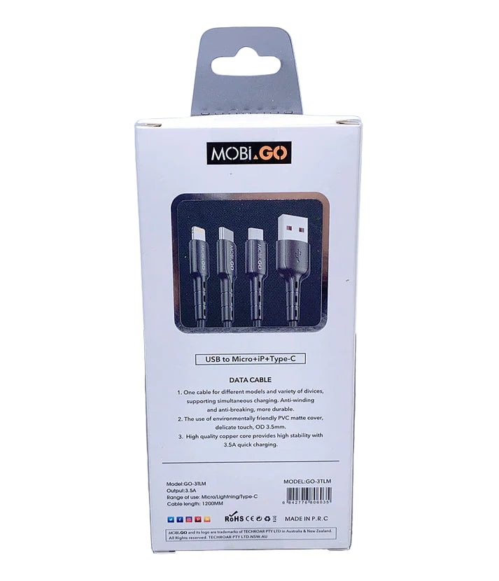 Mobigo 1.2m 3 In 1 Cable GO3TLM