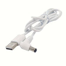 Barrel Jack Power Cable (Elbow) - 5.5mm x 2.1mm charger (White) 1m