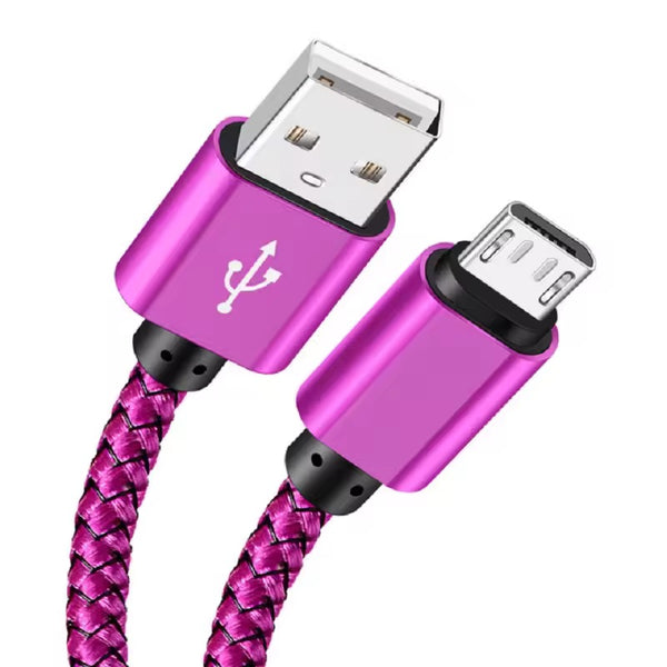 Charger Cable for Samsung Phones & Tablets (Pink), Type B (Micro USB) - 1m