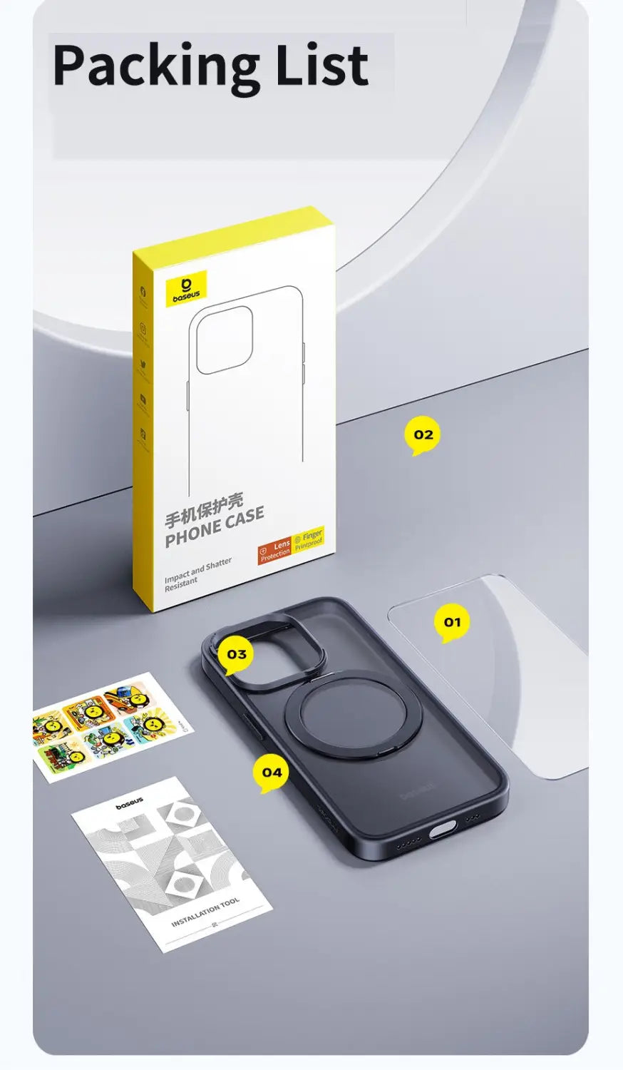 Baseus Magnetic 360 degree rotatable Ring Kickstand Phone