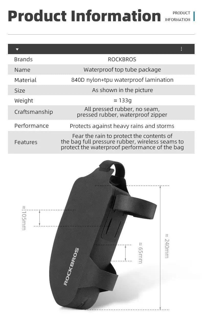 Cycling Bicycle Front Top Tube Frame Bag Waterproof