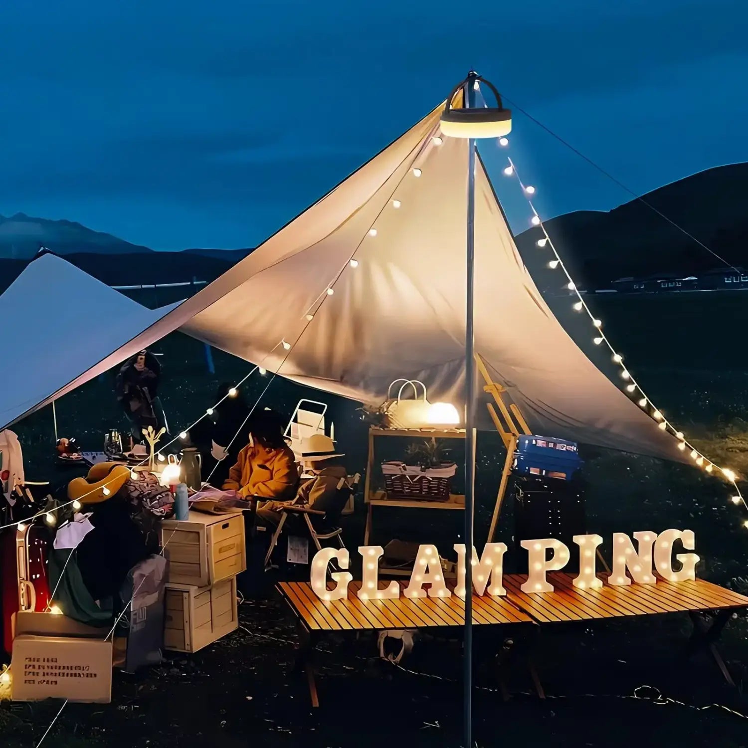 Rechargeable 10m LED String Lights for Camping Patio & Home