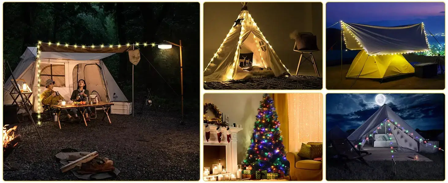 Rechargeable 10m LED String Lights for Camping Patio & Home