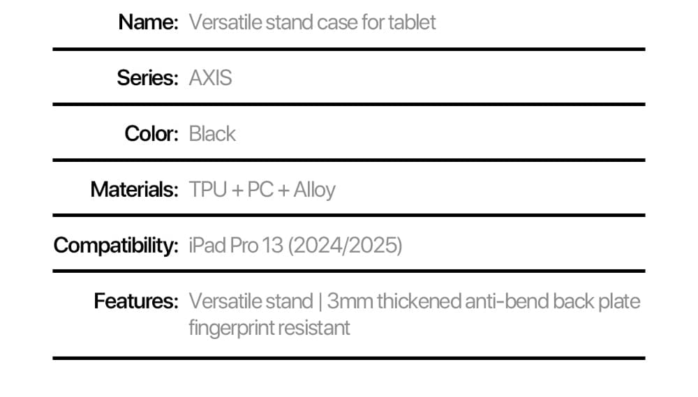 iPad Pro 13 2024/2025 Back Stand Case with Pencil Holder