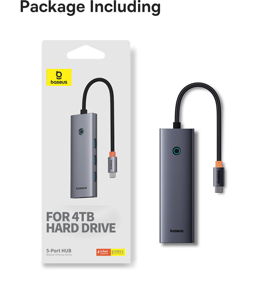Baseus Type-C to USB 3.0 x 4 + PD 100W 5-Port HUB Adapter