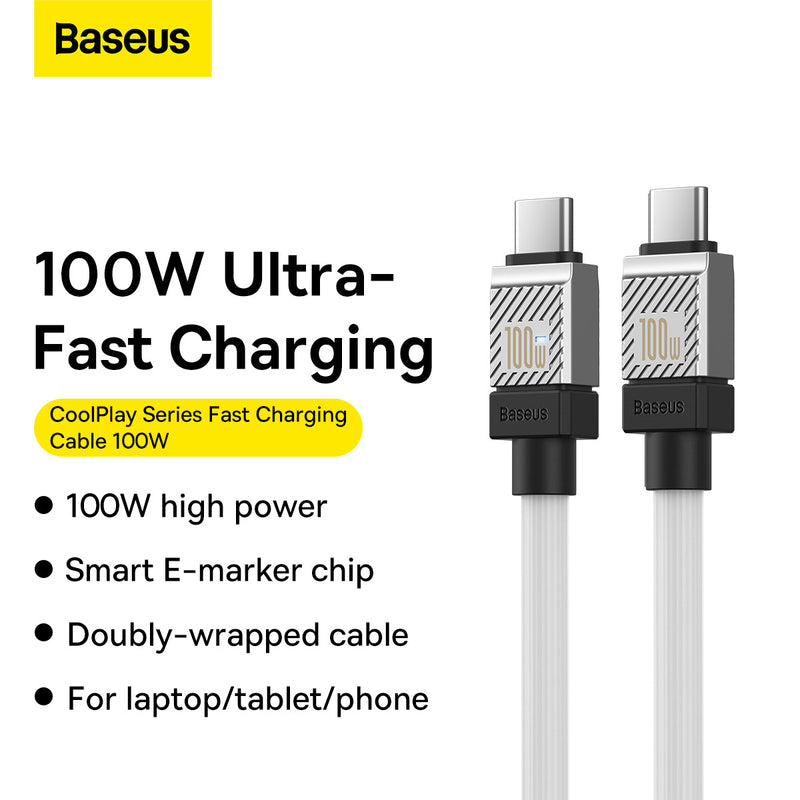 Baseus CoolPlay Series Fast Charging Cable Type-C to Type-C 100W 2m White
